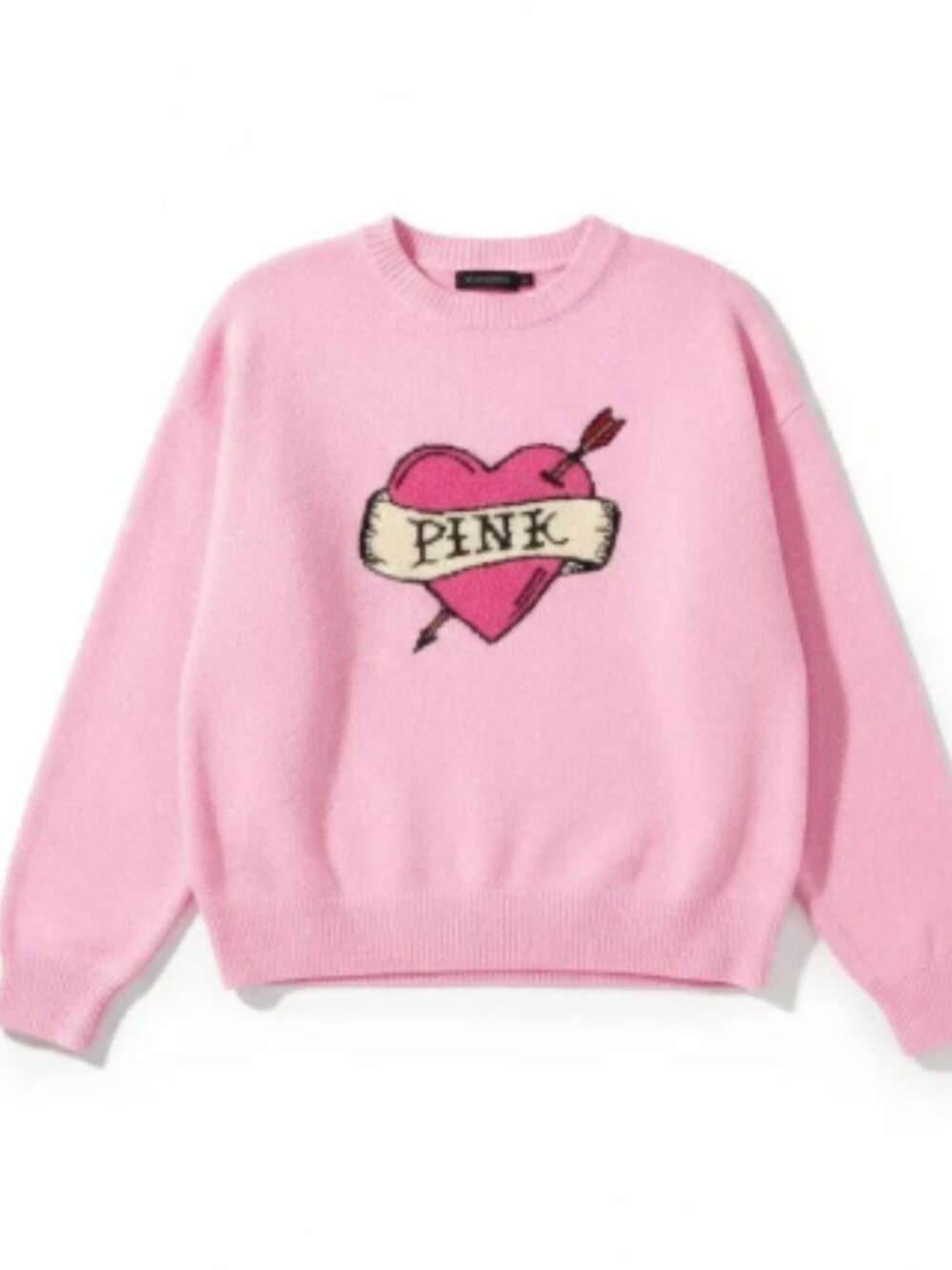 MSRP $80 | Victoria's Secret PINK -Collegiate Knit Crewneck Sweater Heart XS NWT